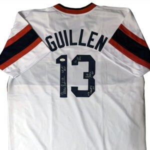Ozzie Guillen Signed White Sox Throwback Jersey JSA