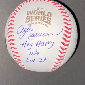 Andre Dawson Autographed Office 2015 World Series Baseball - "Hey Harry, We did it!" Inscribed - JSA Witness Certified